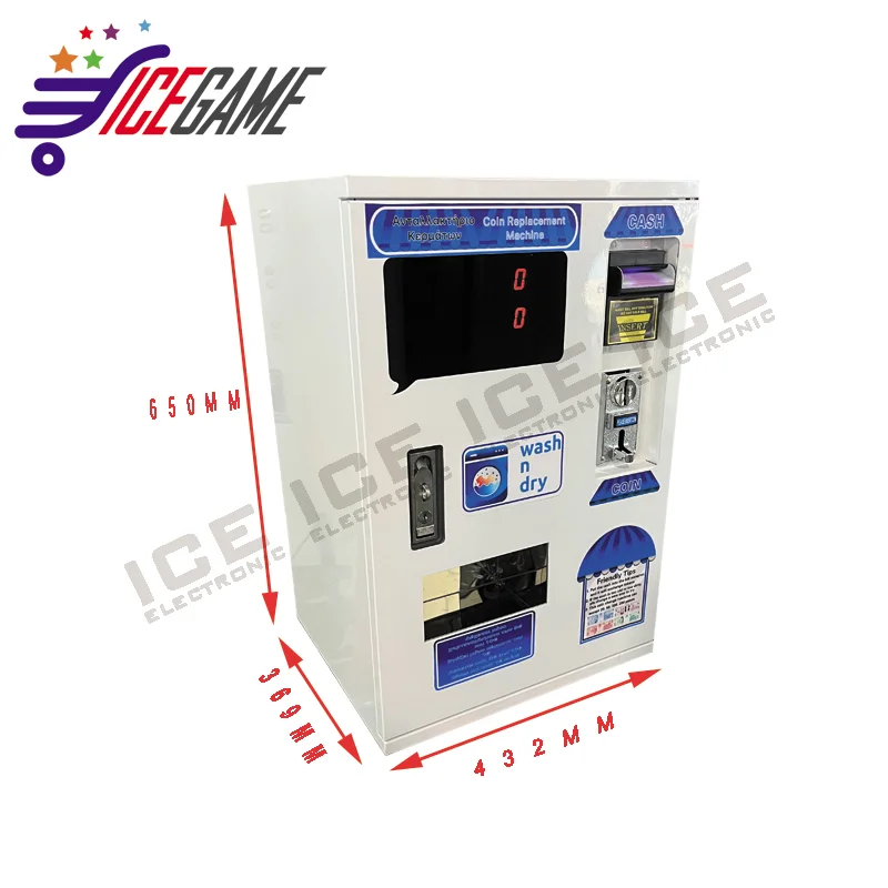 Countertop Mini Coin Changer Machine | Smart Multi-Country Banknote to Token Changer for Laundromat