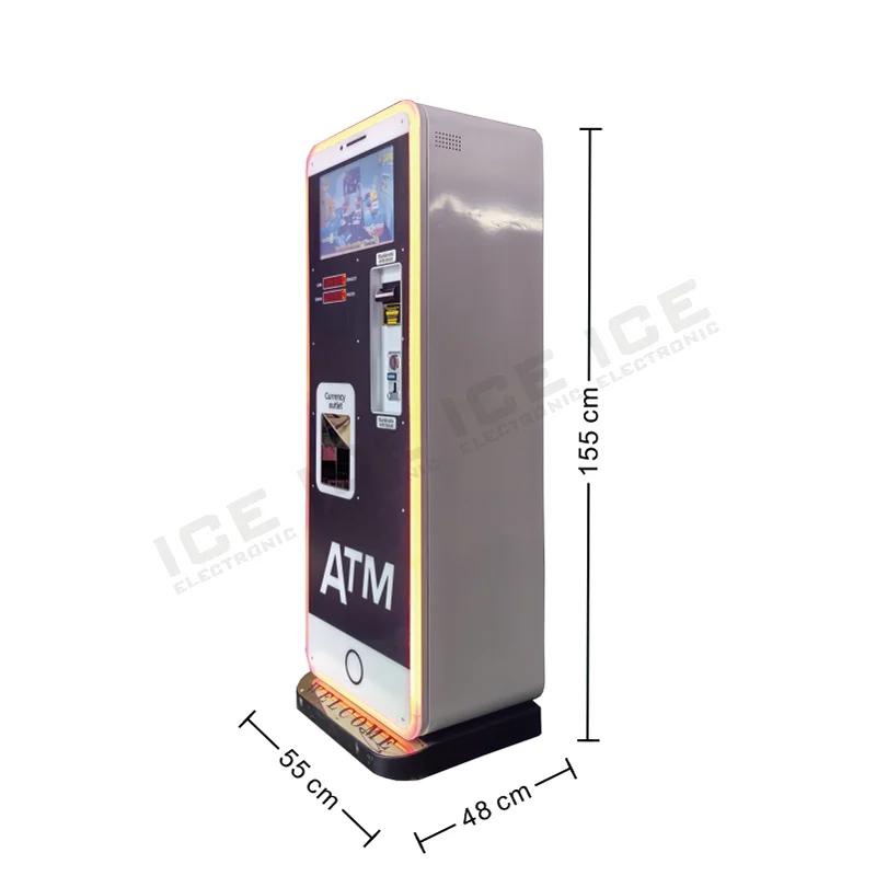 Slim Streamlined Chassis Unmanned Coin Changer Machine with Advertising Display | Automatic Coin Exchanger for Amusement Park