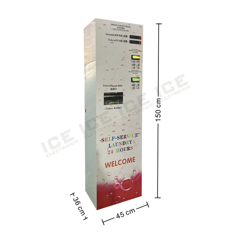 Dual Bill Acceptor Coin Changer Machine Malaysia | Self-Service Note-to-Coin for Laundromat