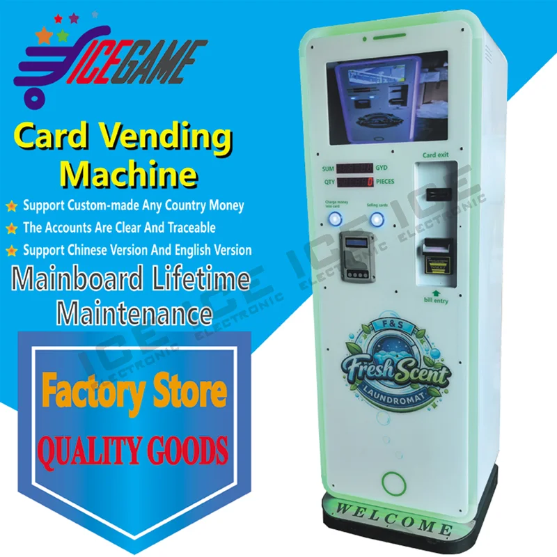 Self-Service IC Card Vending & Recharge Machine | Automatic Laundry Card Dispenser with LCD Screen | Global Customizable