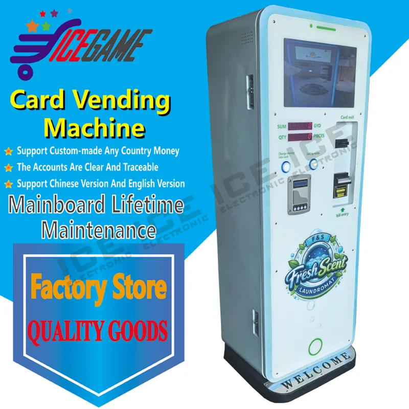 Self-Service IC Card Vending & Recharge Machine | Automatic Laundry Card Dispenser with LCD Screen | Global Customizable