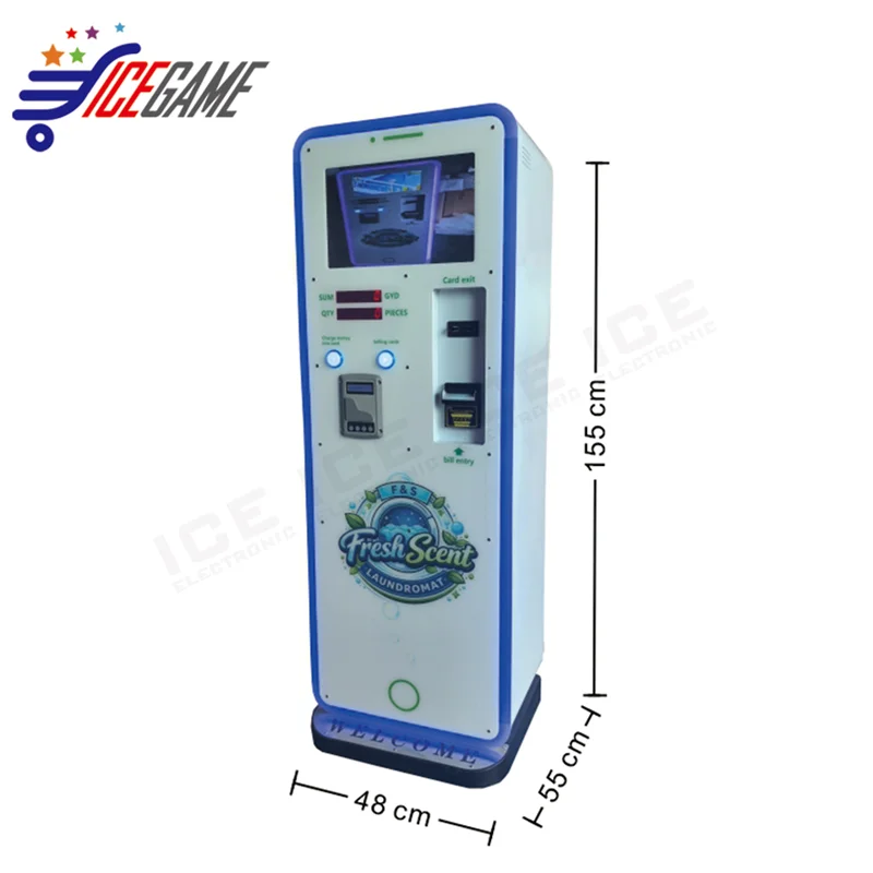 Self-Service IC Card Vending & Recharge Machine | Automatic Laundry Card Dispenser with LCD Screen | Global Customizable